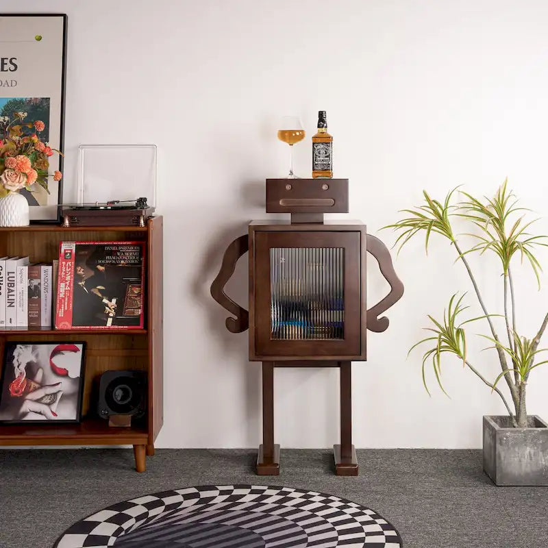 42 Robot Wooden Storage Cabinet Wine Rack