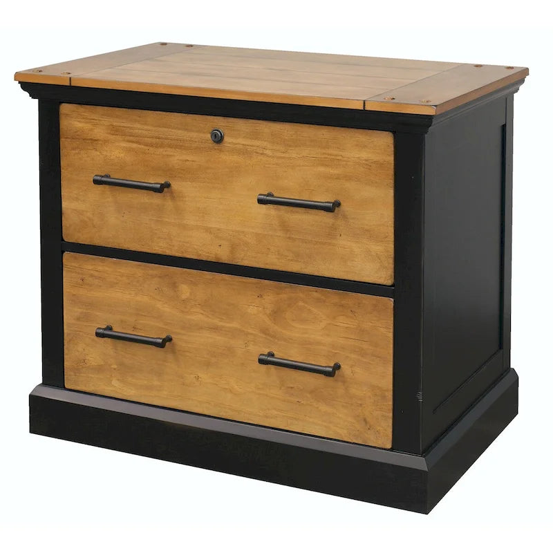 Wood Lateral File with Legal/Letter File Drawer, Office Storage, Black