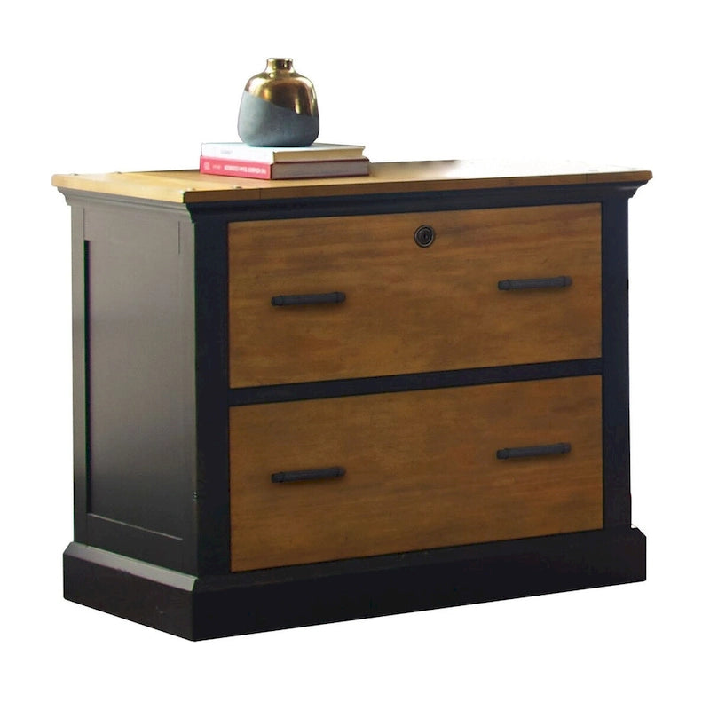 Wood Lateral File with Legal/Letter File Drawer, Office Storage, Black