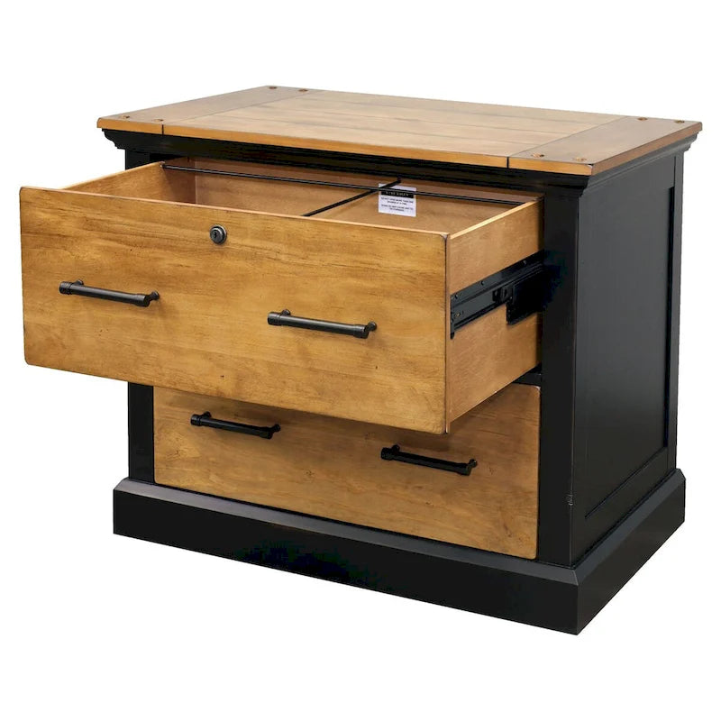 Wood Lateral File with Legal/Letter File Drawer, Office Storage, Black