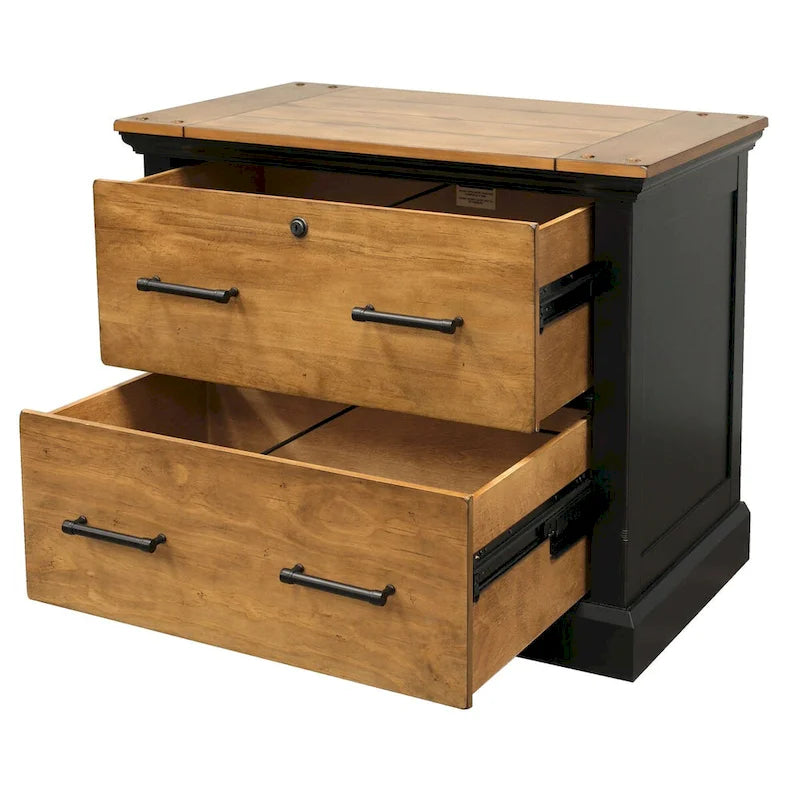 Wood Lateral File with Legal/Letter File Drawer, Office Storage, Black