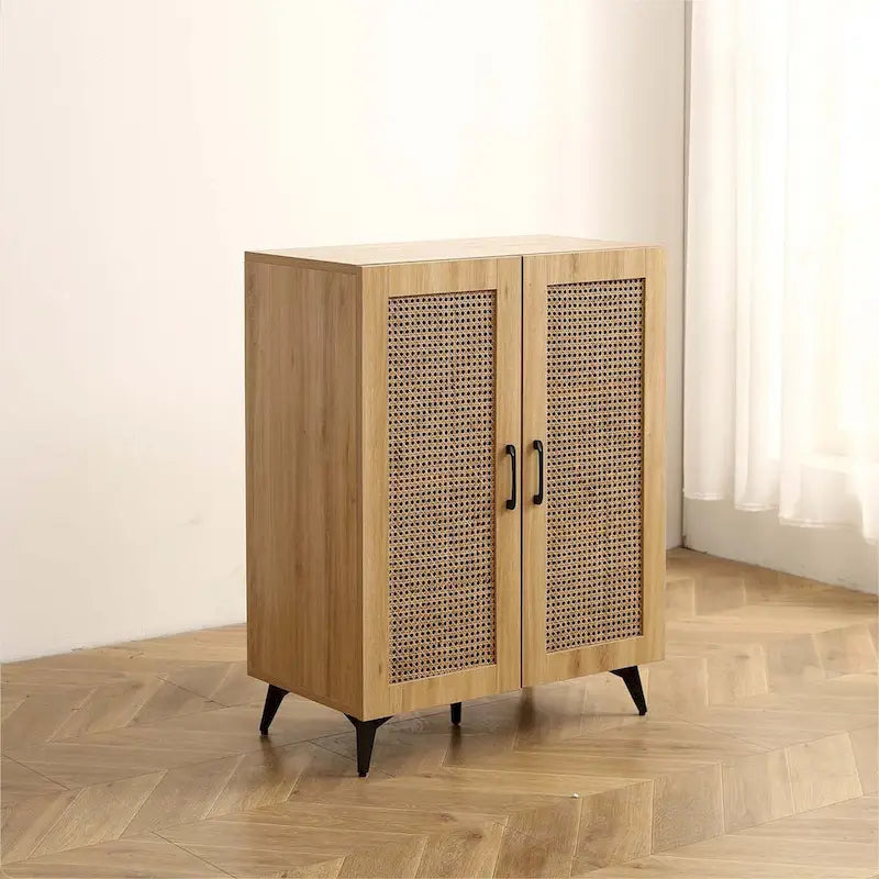 Natural Rattan Storage Cabinet Double-Door