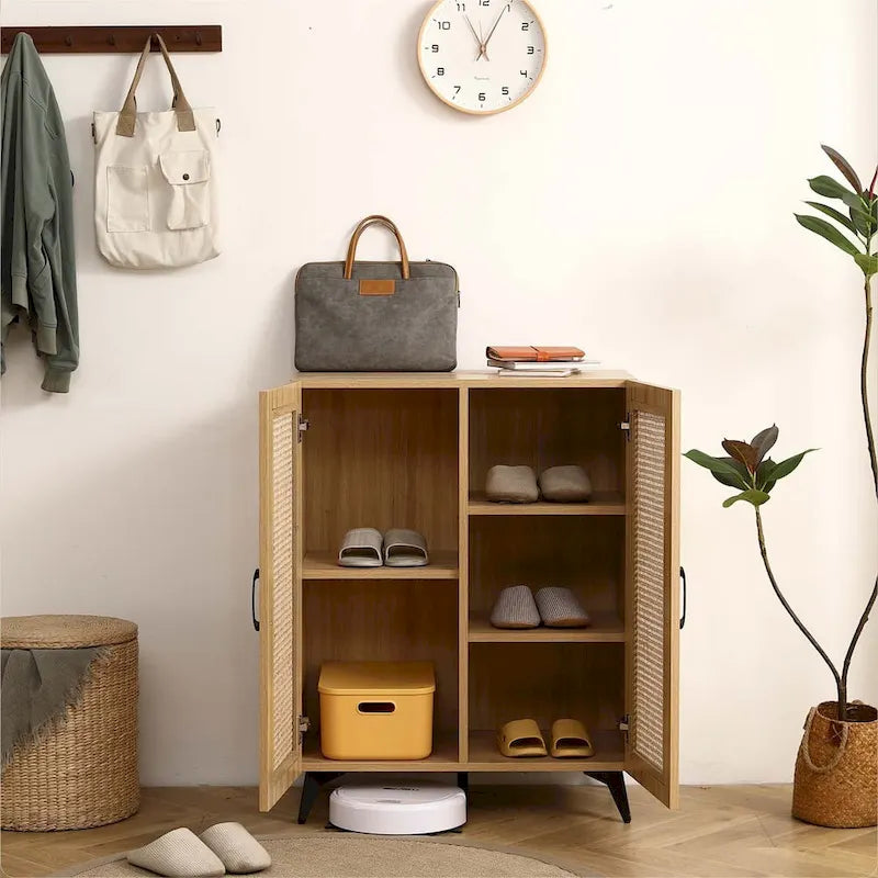 Natural Rattan Storage Cabinet Double-Door