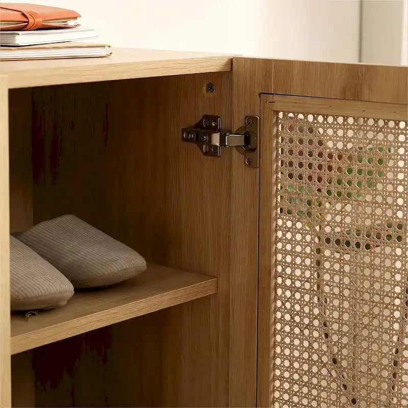Natural Rattan Storage Cabinet Double-Door