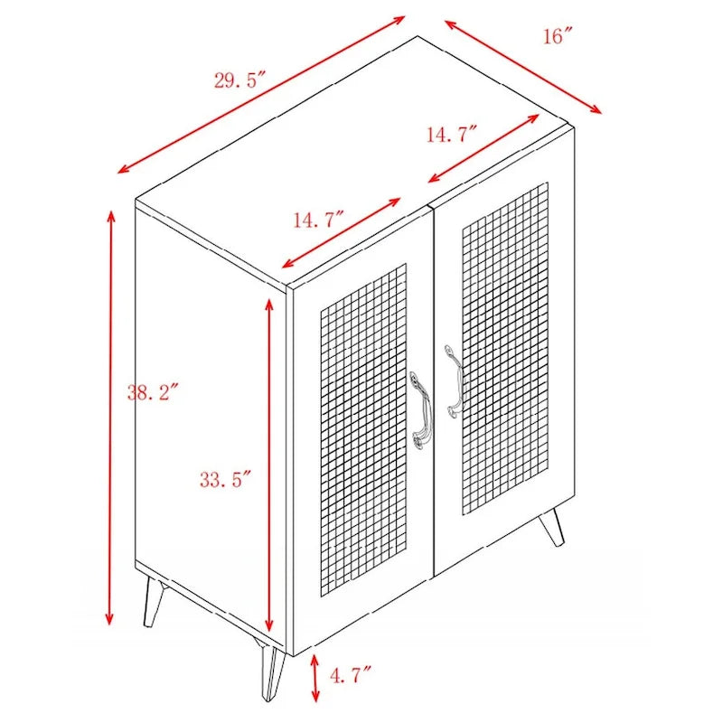Natural Rattan Storage Cabinet Double-Door
