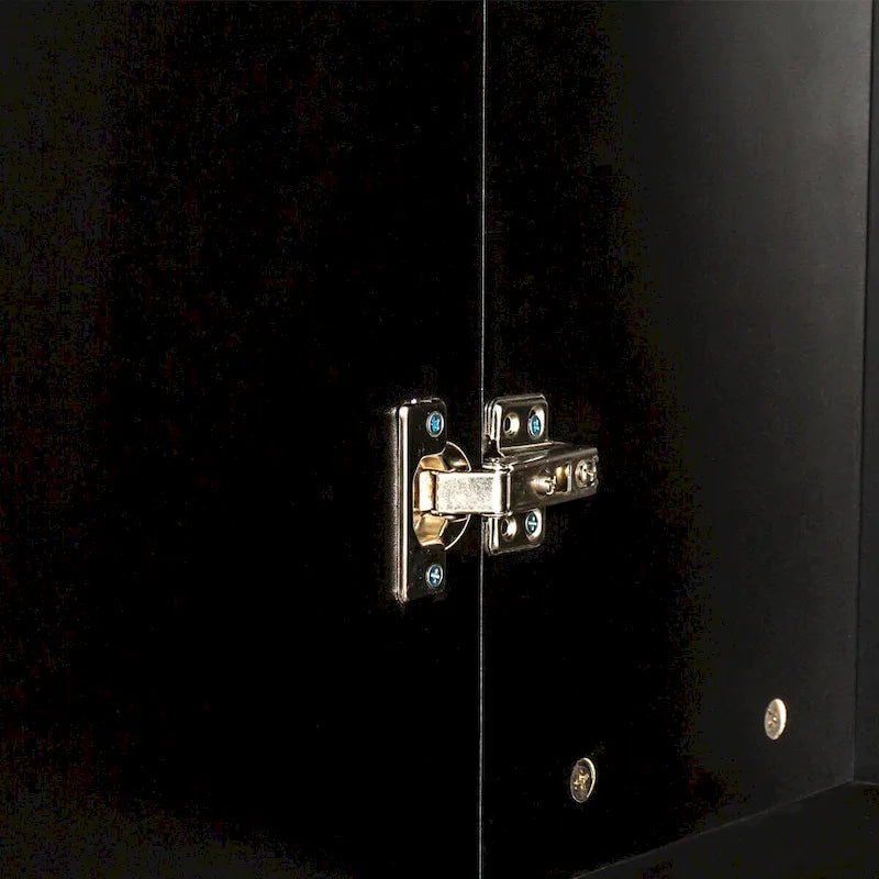 Freestanding Cabinet with Inadjustable Shelves and two Doors ,black