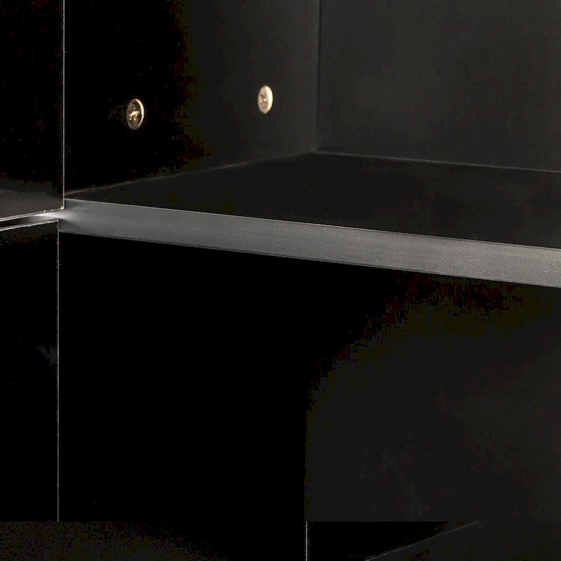 Freestanding Cabinet with Inadjustable Shelves and two Doors ,black