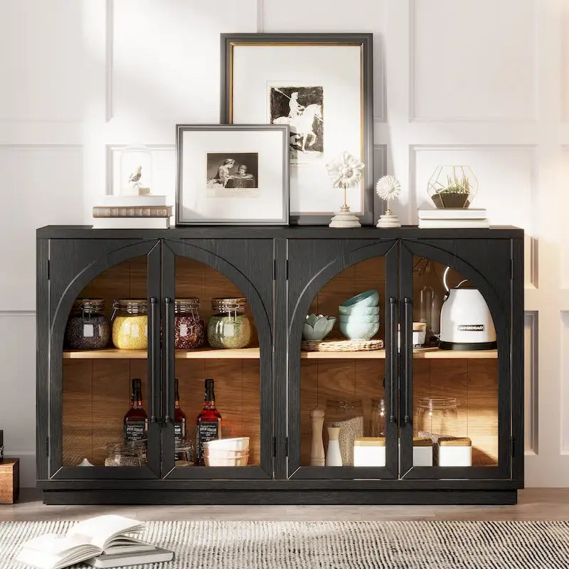 Sideboard with Metal Handles and Adjustable Shelves