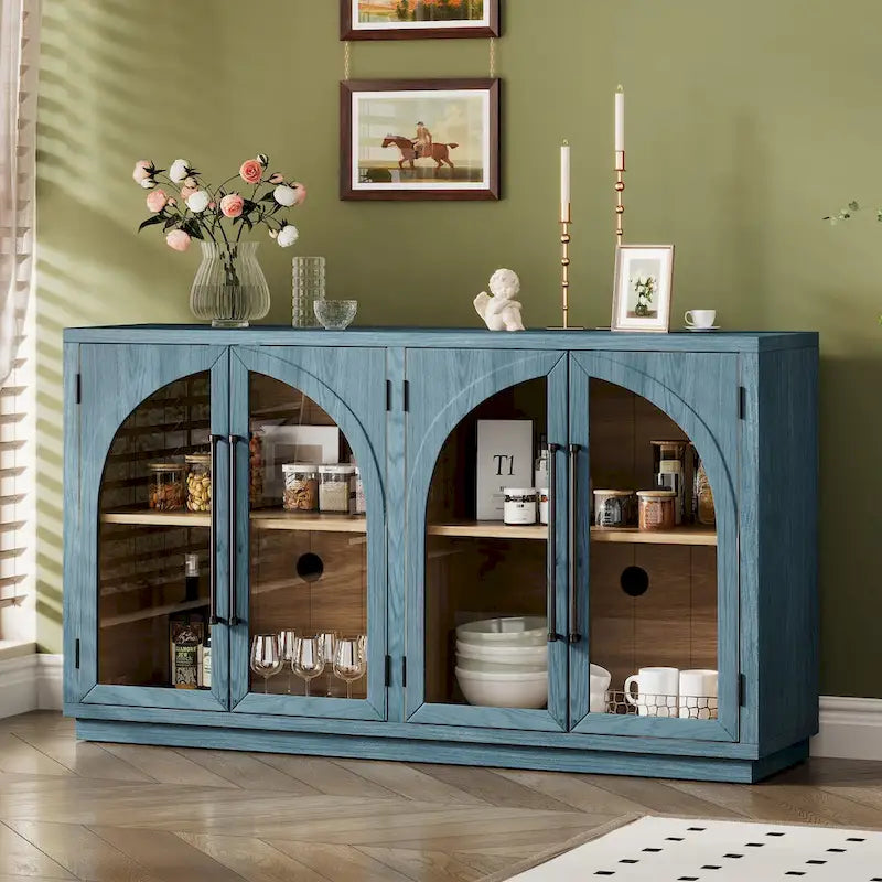 Sideboard with Metal Handles and Adjustable Shelves