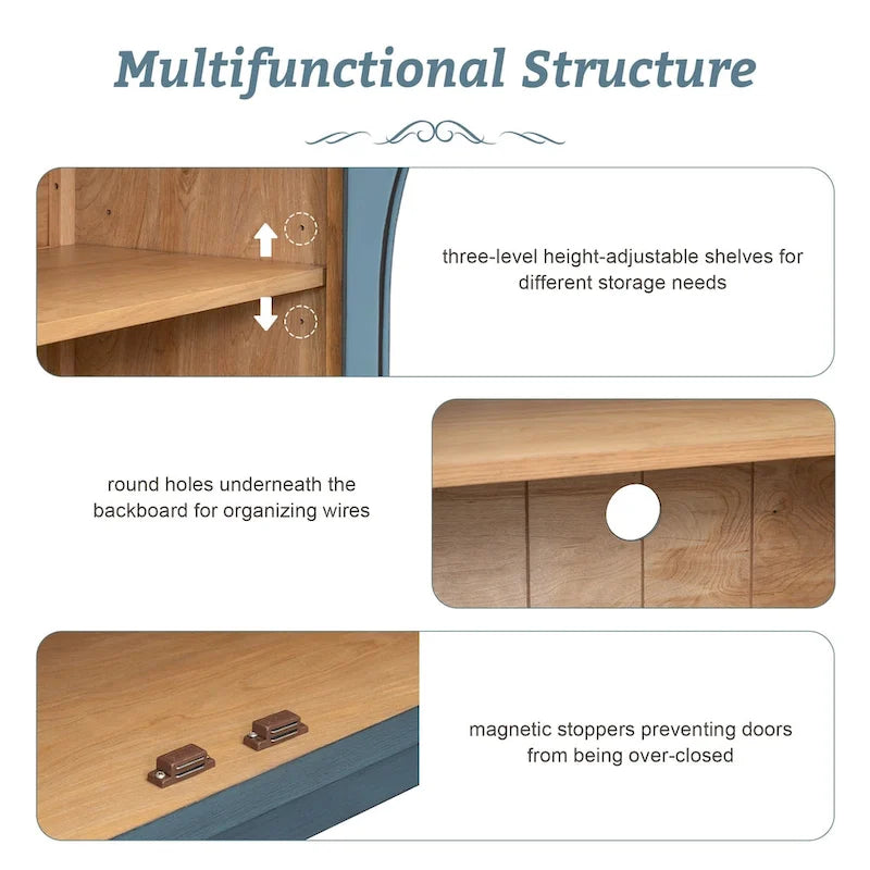 Sideboard with Metal Handles and Adjustable Shelves