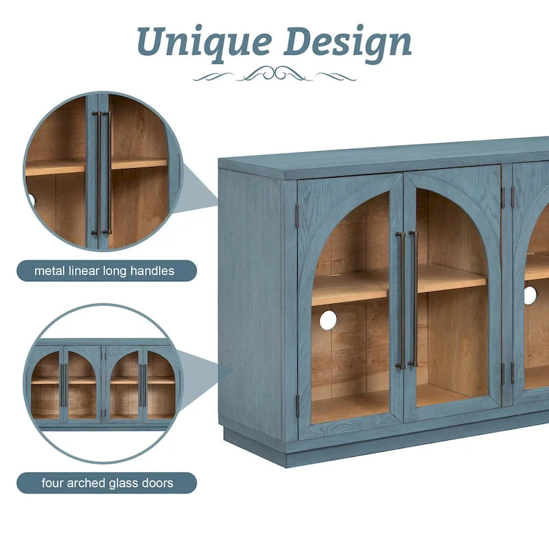 Sideboard with Metal Handles and Adjustable Shelves