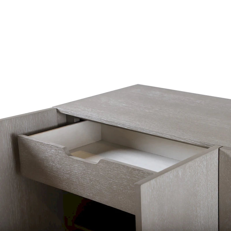 Transitional Grey Solid Wood Dining Server with Doors