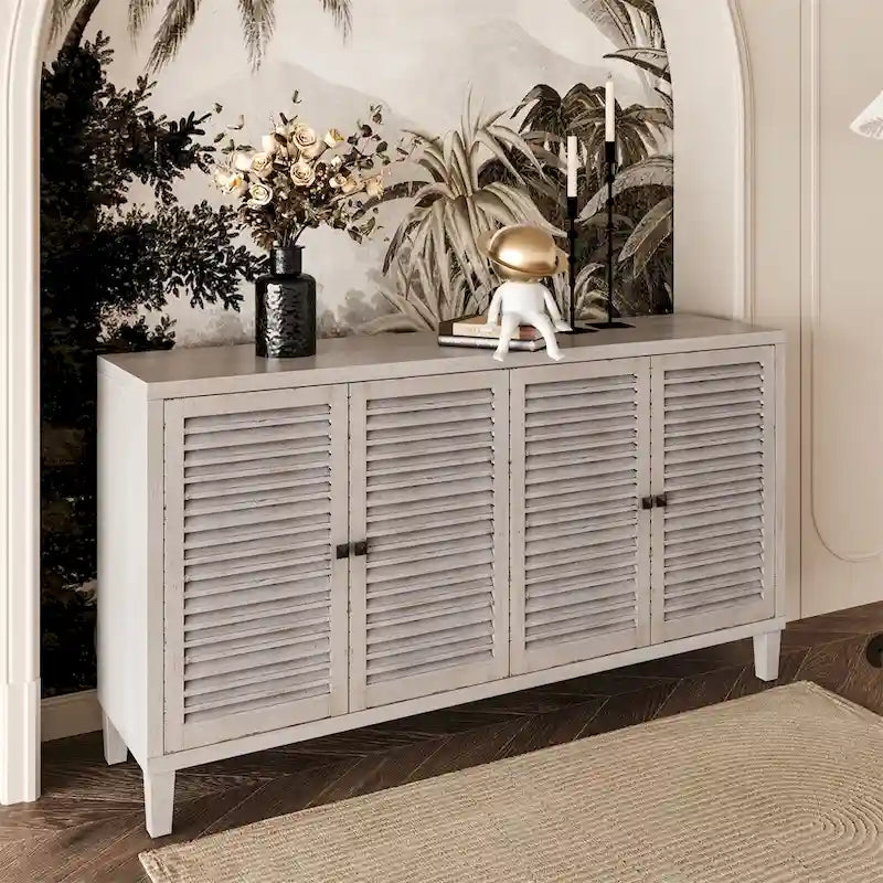 4 Shutter Door Wooden Cabinet Sideboard Buffet Server Cabinet