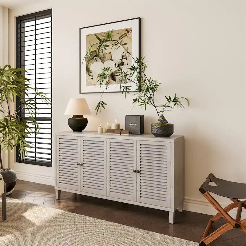 4 Shutter Door Wooden Cabinet Sideboard Buffet Server Cabinet