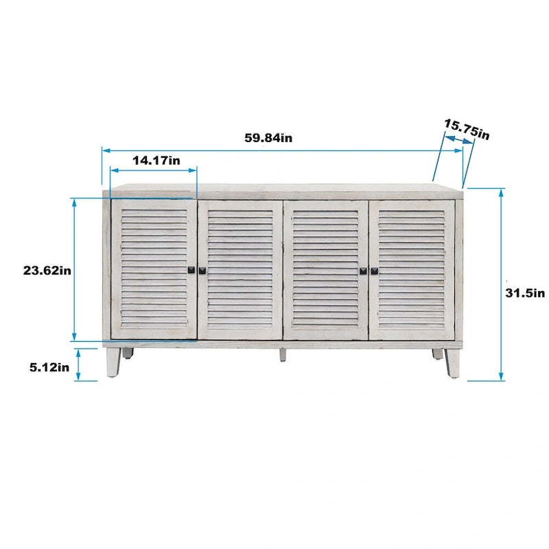 4 Shutter Door Wooden Cabinet Sideboard Buffet Server Cabinet