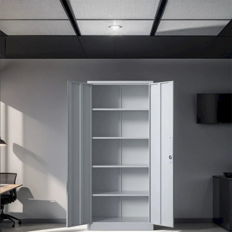 71H Metal Lockable Storage Cabinet with Doors and 4 Shelves