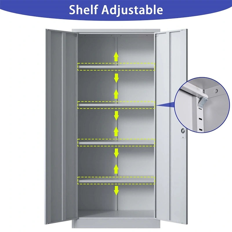 71H Metal Lockable Storage Cabinet with Doors and 4 Shelves