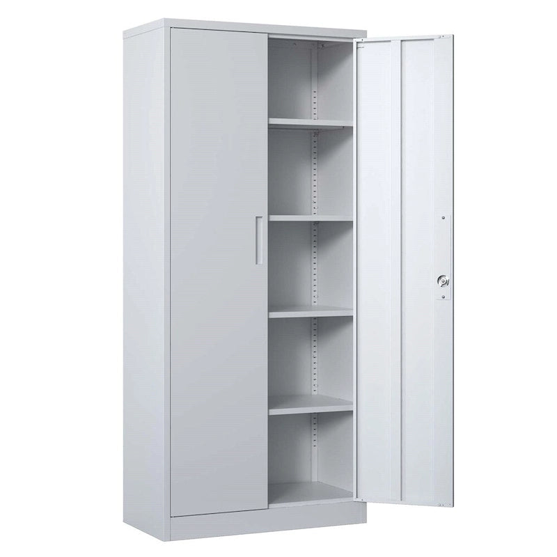 71H Metal Lockable Storage Cabinet with Doors and 4 Shelves