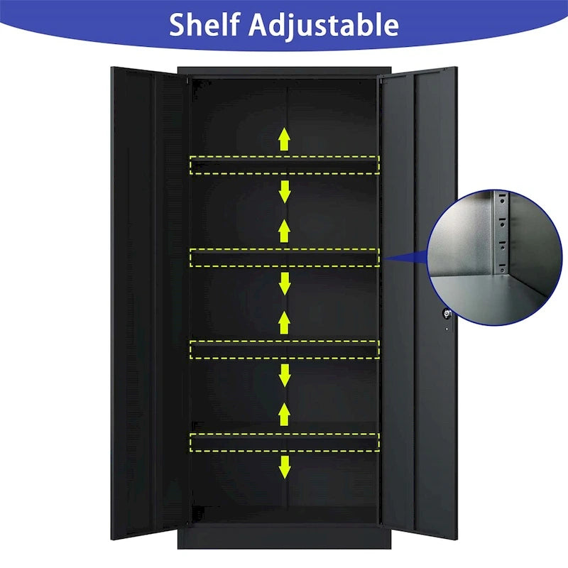 71H Metal Lockable Storage Cabinet with Doors and 4 Shelves