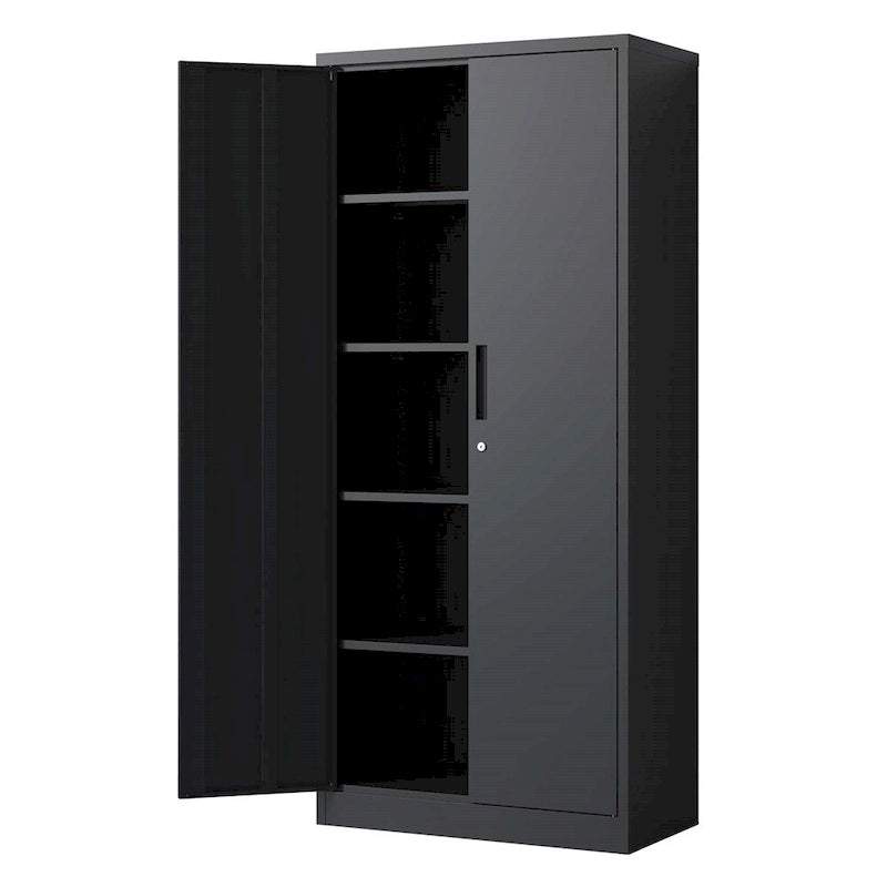 71H Metal Lockable Storage Cabinet with Doors and 4 Shelves