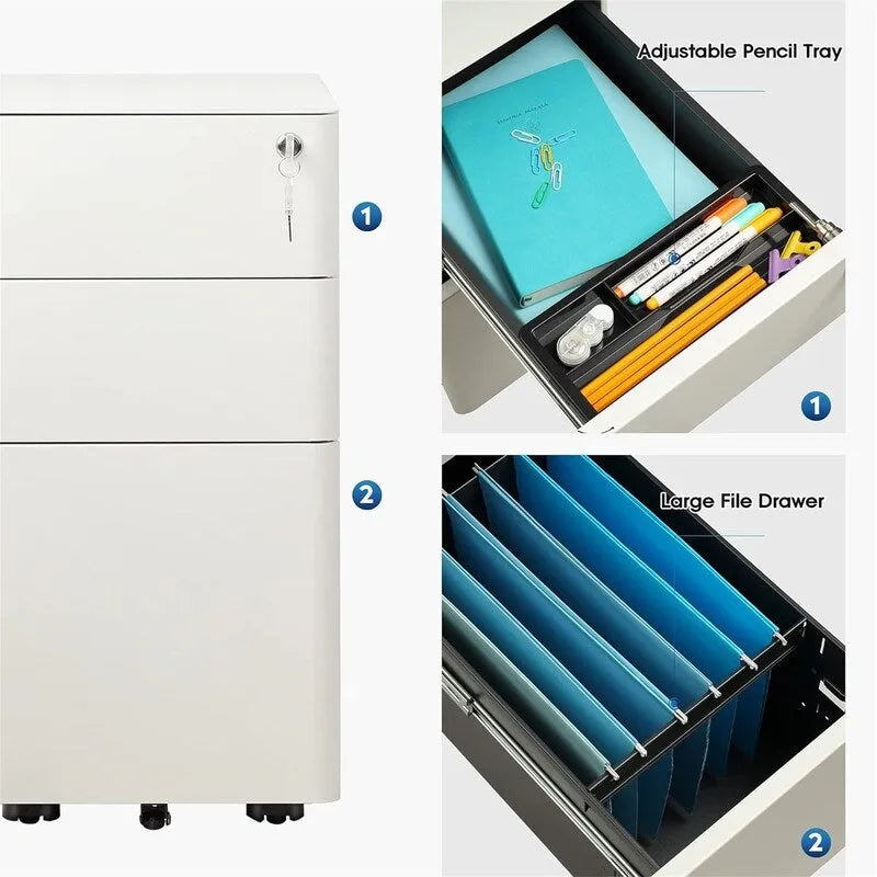 3-Drawer Slim Vertical File Cabinet