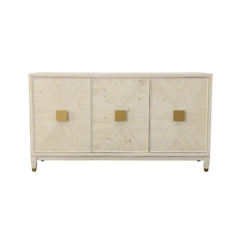 3-Door Sideboard with Routed Pine Fronts and Gold Accents