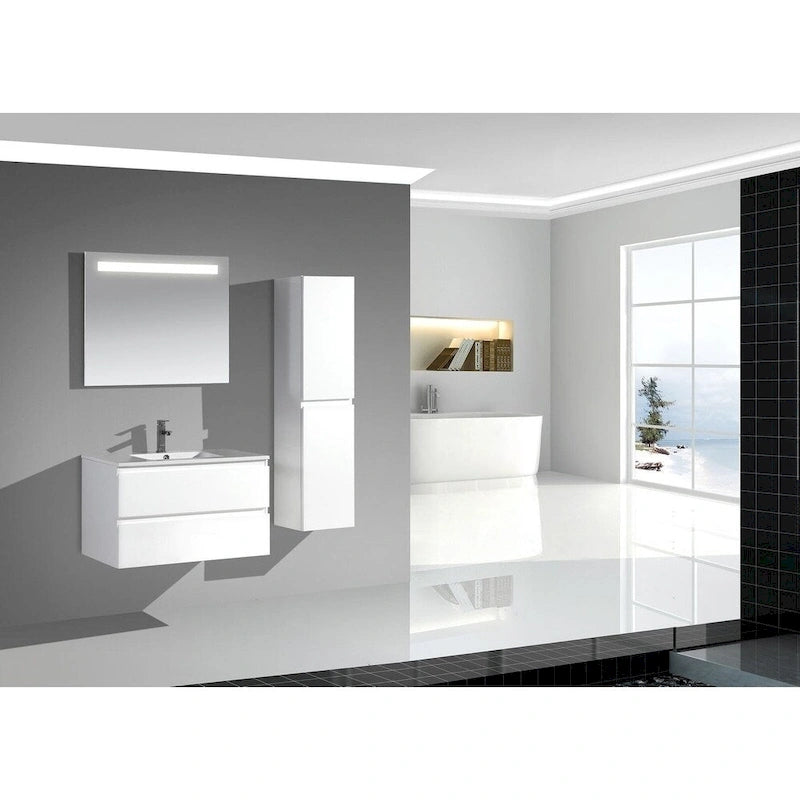 14-Inch Linen Tower in High-Gloss Lacquer - 13.8 x 11.8 x 55.1