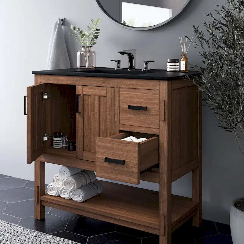 36" Wood Bathroom Vanity Cabinet (Sink Basin Not Included)