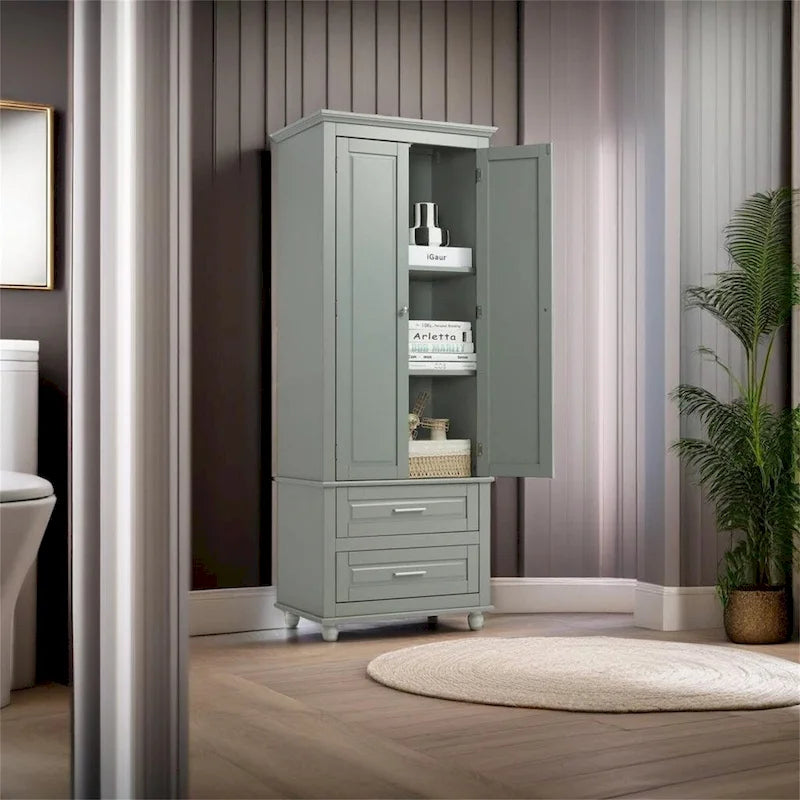 Tall Storage Cabinet with Two Drawers
