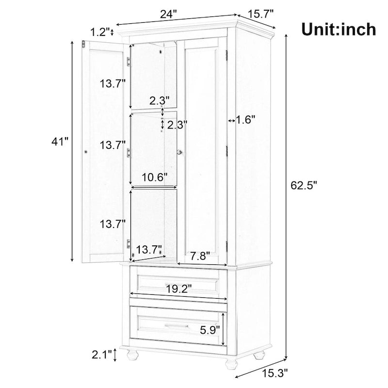 Tall Storage Cabinet with Two Drawers