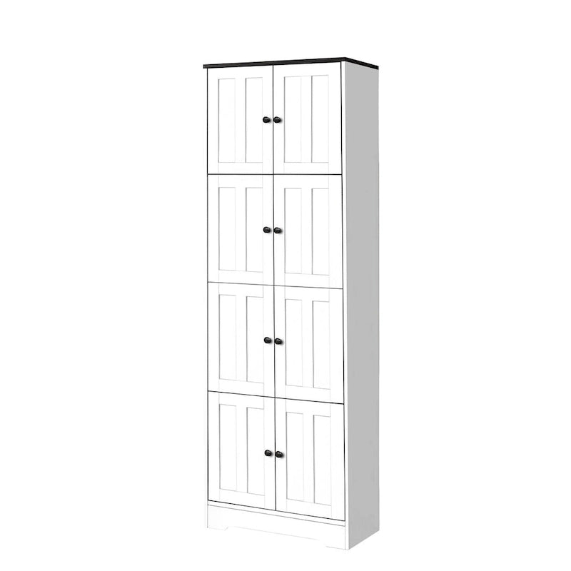 Tall Storage Cabinet with 8 Doors and 4 Shelves Wall Storage Cabinet - 24.00L * 12.80W * 72.40H