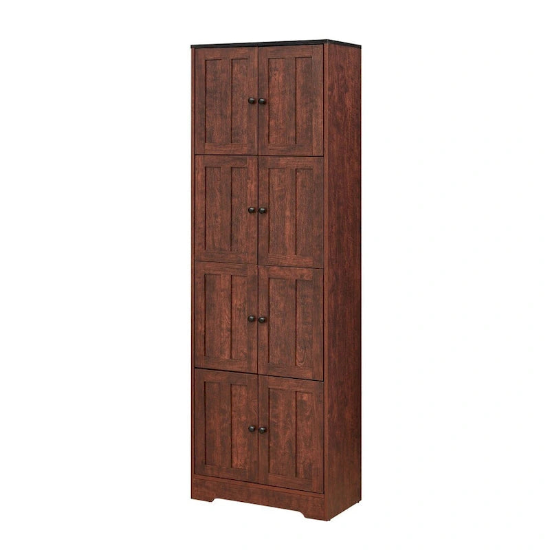 Tall Storage Cabinet with 8 Doors and 4 Shelves Wall Storage Cabinet - 24.00L * 12.80W * 72.40H