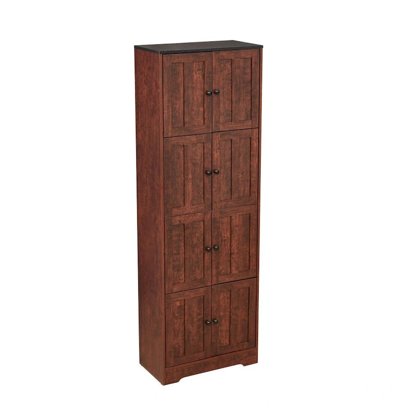Tall Storage Cabinet with 8 Doors and 4 Shelves Wall Storage Cabinet - 24.00L * 12.80W * 72.40H