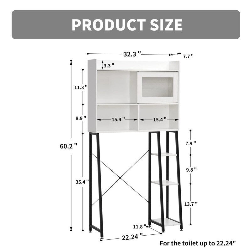 Over the Toilet Storage Cabinet - 11.8D x 32.3W x 60.2H
