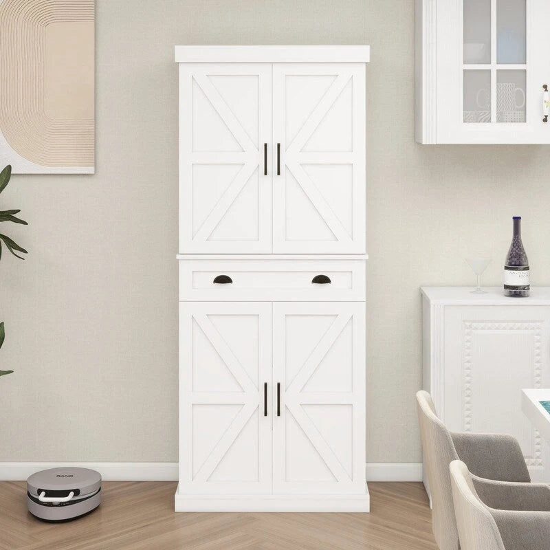 71 Kitchen Pantry Storage Cabinet with 4 Doors,1 Drawer, 2 Adjustable Shelves
