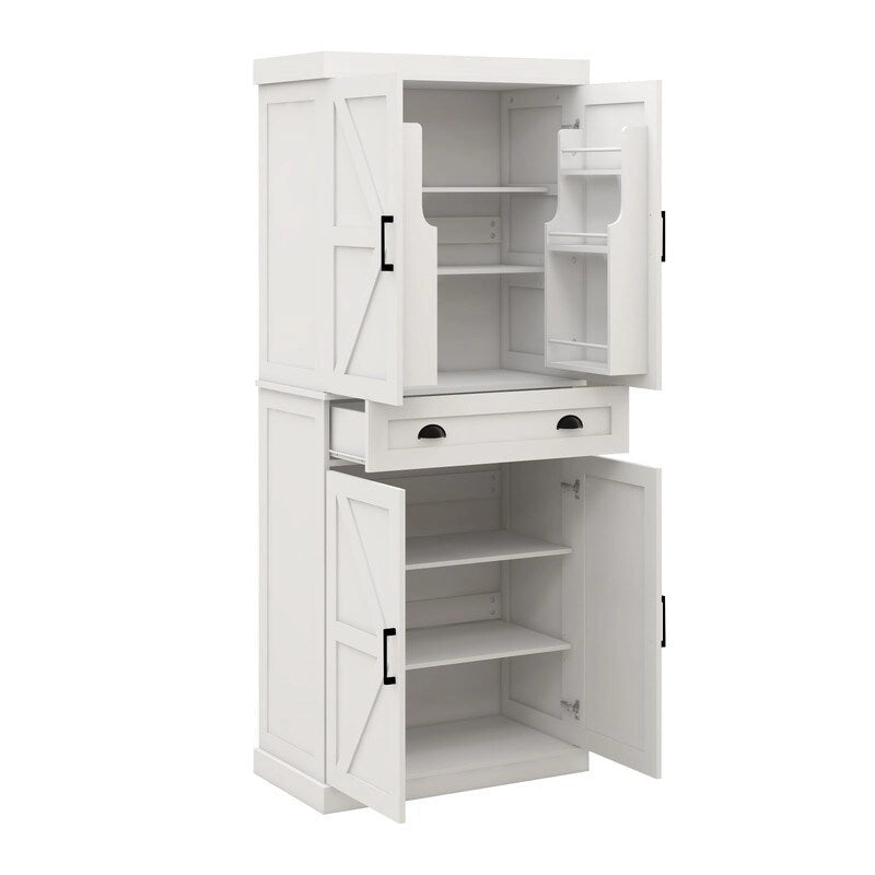 71 Kitchen Pantry Storage Cabinet with 4 Doors,1 Drawer, 2 Adjustable Shelves