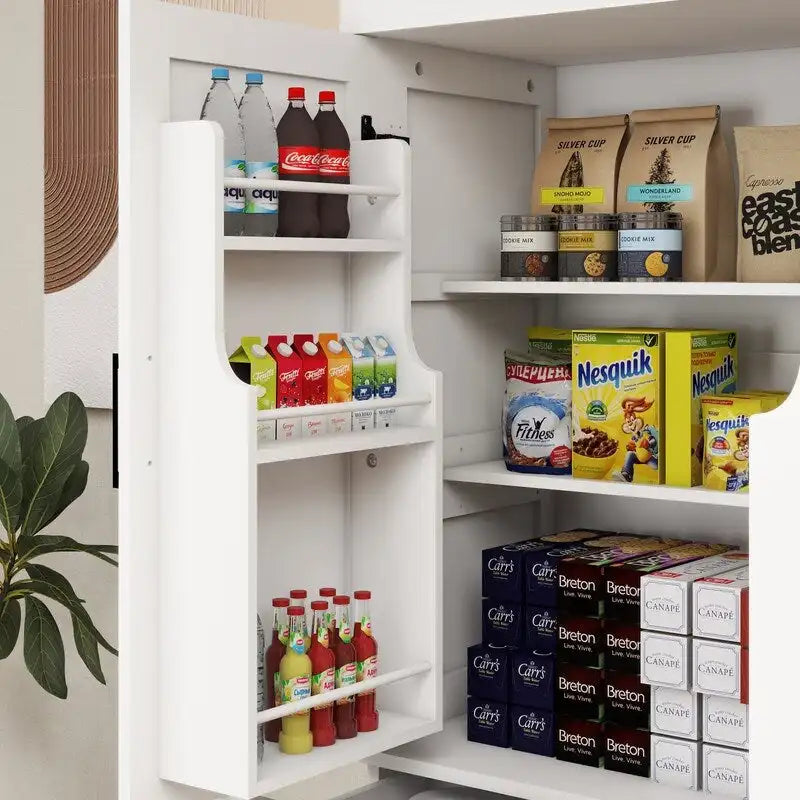 71 Kitchen Pantry Storage Cabinet with 4 Doors,1 Drawer, 2 Adjustable Shelves