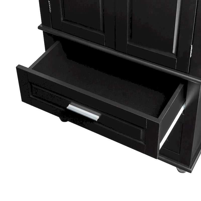 Tall Storage Cabinet with Two Drawers for Bathroom/Office, Black