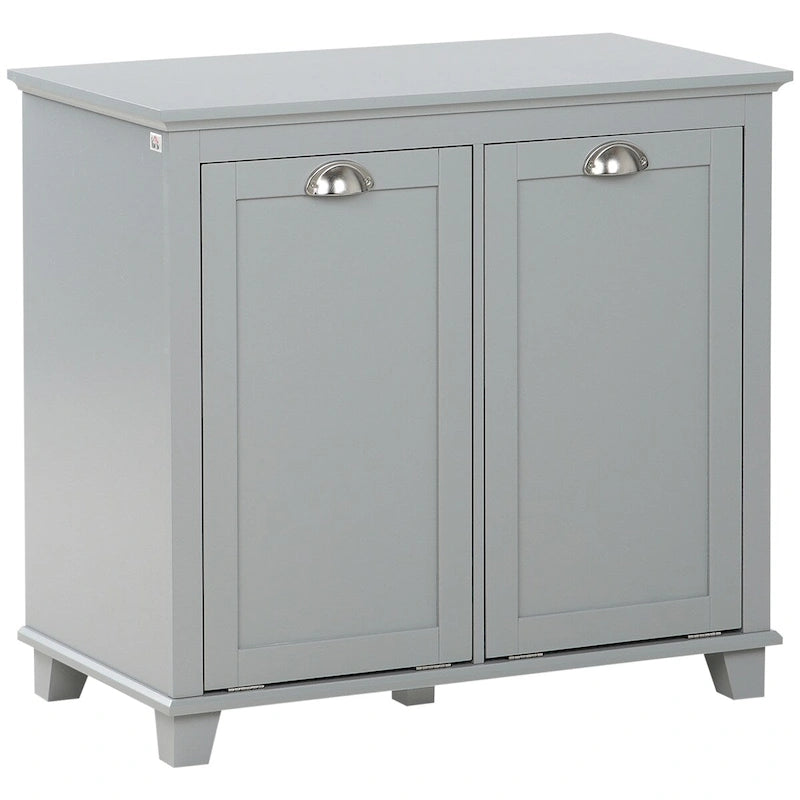 Tilt-Out Laundry Sorter Cabinet,Bathroom Storage Organizer with Two-Compartment Tilt-Out Hamper