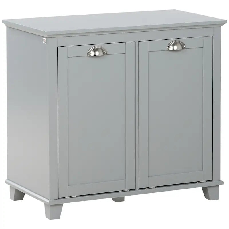 Tilt-Out Laundry Sorter Cabinet,Bathroom Storage Organizer with Two-Compartment Tilt-Out Hamper