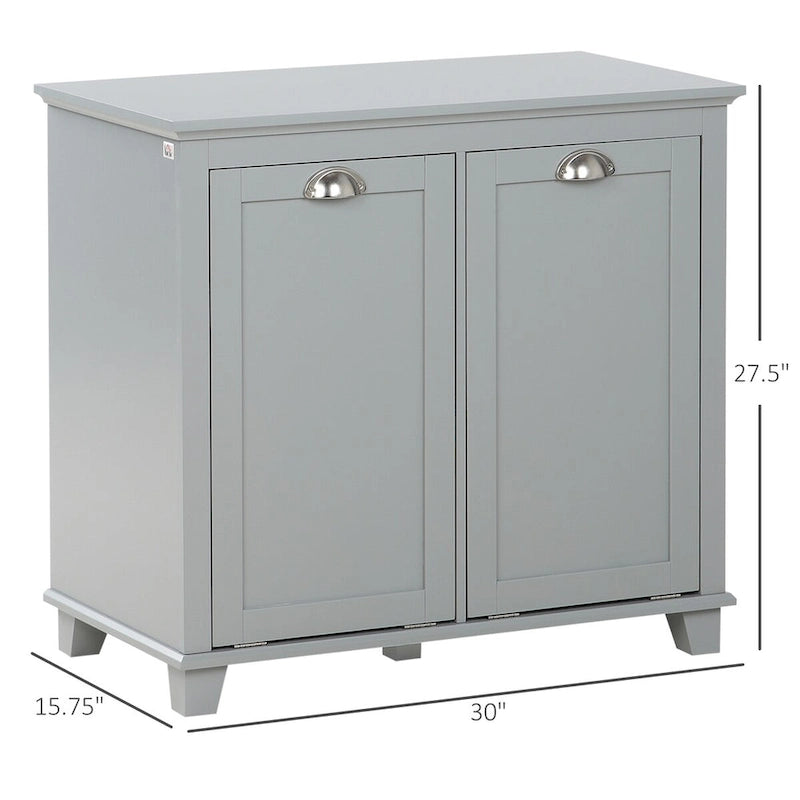 Tilt-Out Laundry Sorter Cabinet,Bathroom Storage Organizer with Two-Compartment Tilt-Out Hamper