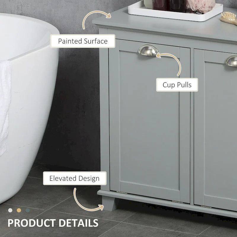 Tilt-Out Laundry Sorter Cabinet,Bathroom Storage Organizer with Two-Compartment Tilt-Out Hamper