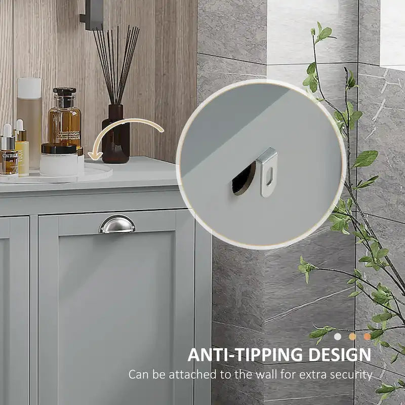 Tilt-Out Laundry Sorter Cabinet,Bathroom Storage Organizer with Two-Compartment Tilt-Out Hamper