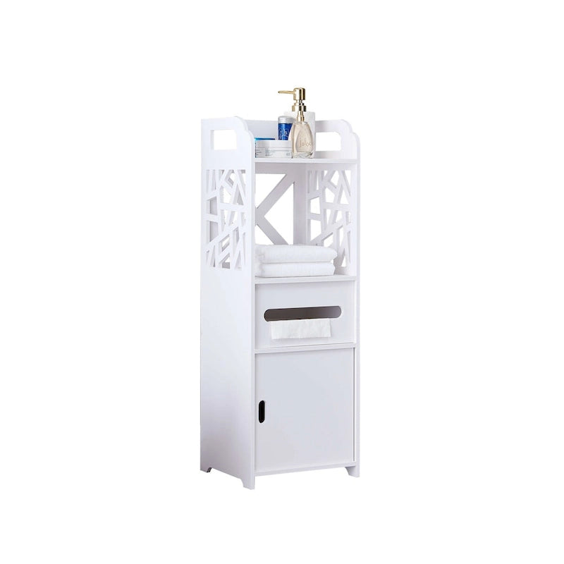 Bathroom Floor Storage Cabinet, White