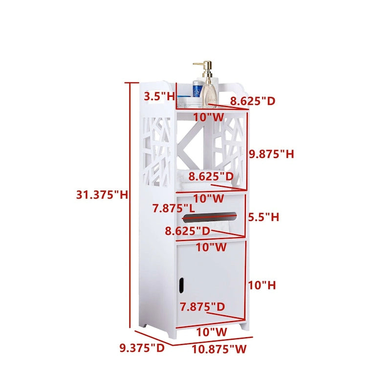 Bathroom Floor Storage Cabinet, White