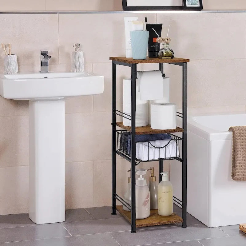 3 Tier Bathroom Towel Storage Shelf with Paper Hanger