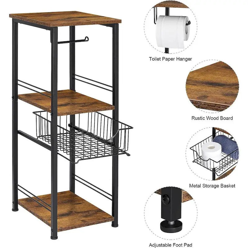 3 Tier Bathroom Towel Storage Shelf with Paper Hanger