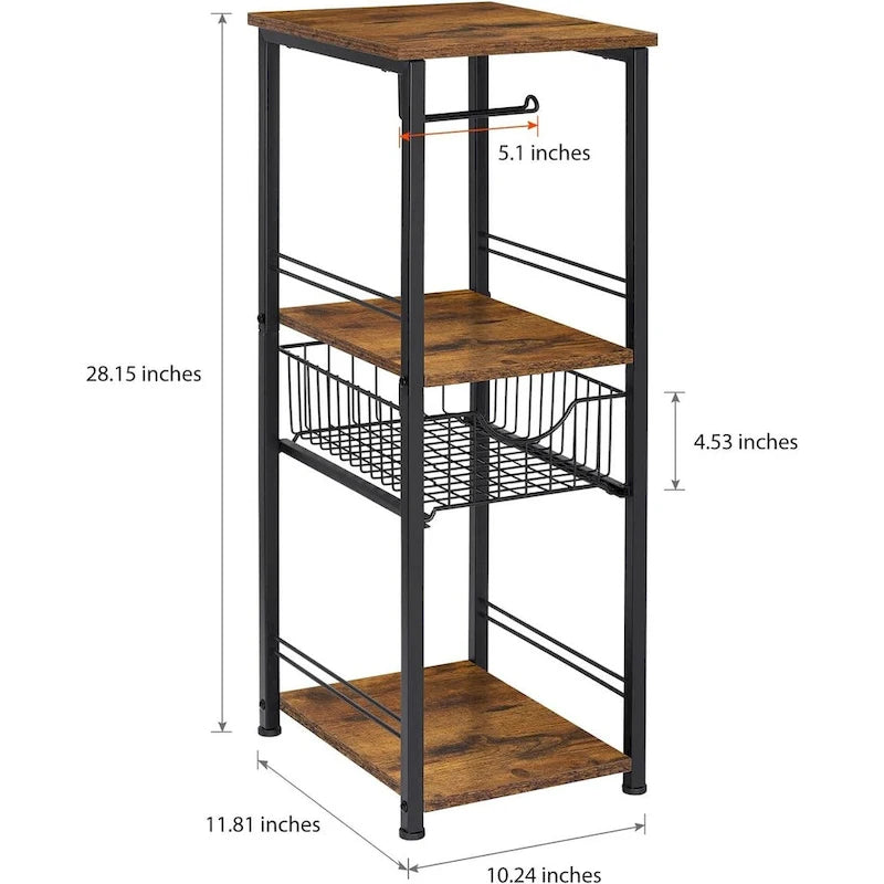 3 Tier Bathroom Towel Storage Shelf with Paper Hanger