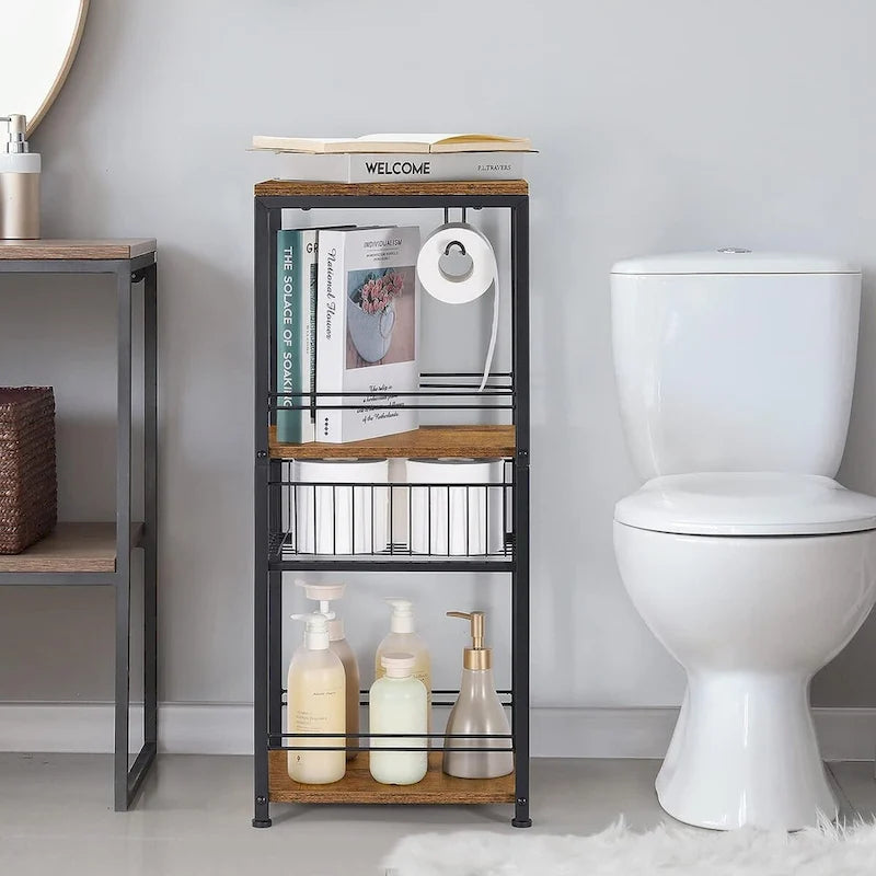 3 Tier Bathroom Towel Storage Shelf with Paper Hanger