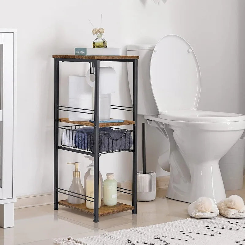 3 Tier Bathroom Towel Storage Shelf with Paper Hanger